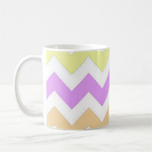 rosa, blått, gult pastel färg zigzag remsor kaffemugg