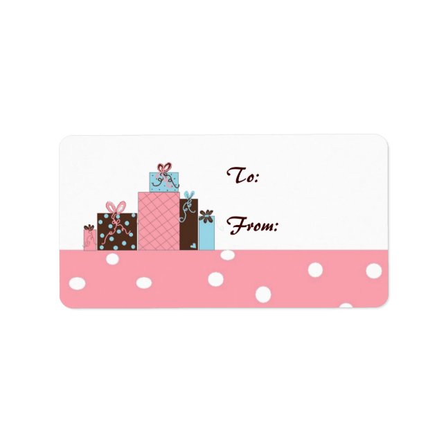 Rosa, blått och choklad Brunt Paket Adressetikett (Framsidan)