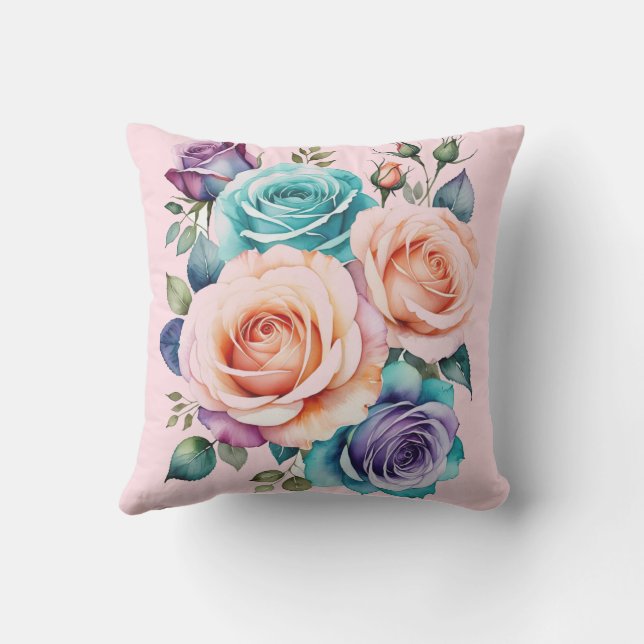 Rosa, blått och lila ro kudde (Baksida)