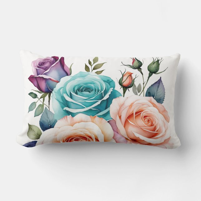 Rosa, blått och lila ro lumbarkudde (Framsida)