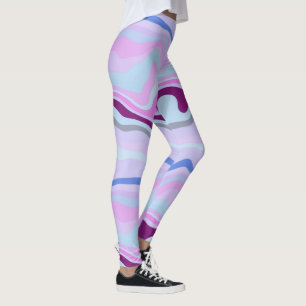 Rosa, blått och Lila Vågigt Rand Leggings