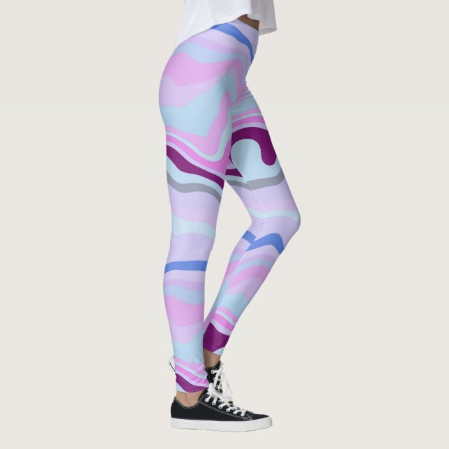 Rosa, blått och Lila Vågigt Rand Leggings (Höger)