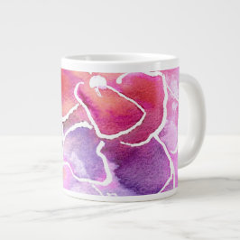 Rosa, blått och Mauve Watercolor Wallblommor Jumbo Mugg