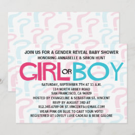 Rosa- & blåttgender avslöjer baby showerpartyet inbjudningar