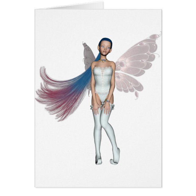 Rosa- & blåtthårskälmskt naturväxen i vit hälsningskort (Framsidan)