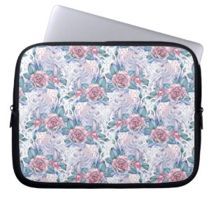 Rosa- & blåttromönster laptop fodral