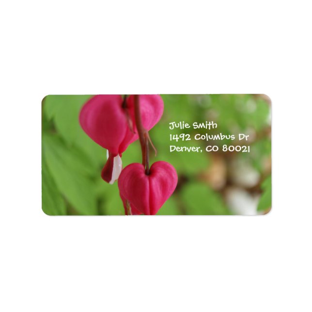 Rosa Bleeding Hearts Adressetikett (Framsidan)