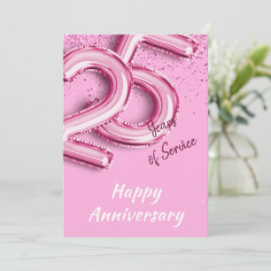 Rosa Blegon Card för anställda, årsdag 25 år Inbjudningar