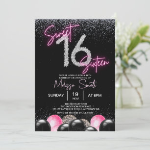  Rosa Blegon Diamonds Sweet 16 Sexton Birth Inbjudningar