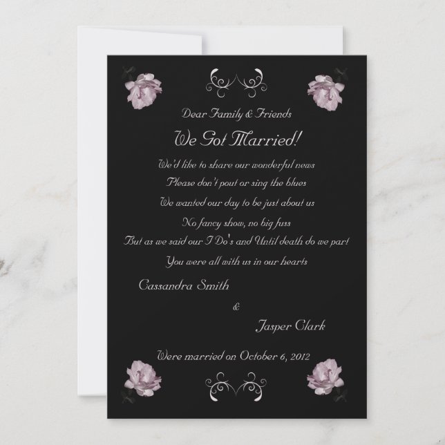 Rosa Blek Ro Elopement 2 Meddelande (Framsida)