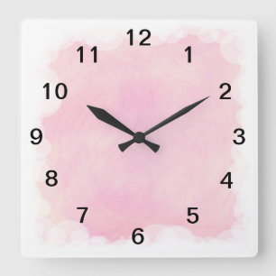 Rosa Blends White Bubbles and Clouds Wall Clock Fyrkantig Klocka