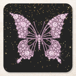 Rosa Bling Buttery Underlägg Papper Kvadrat