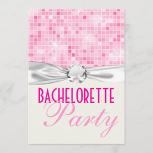 rosa bling disco gnistra bachelorette Party Inbjudningar