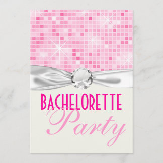 rosa bling disco gnistra bachelorette Party Inbjudningar