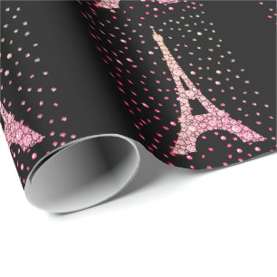 Rosa Bling Eiffel Torn Wrapping Papper Presentpapper