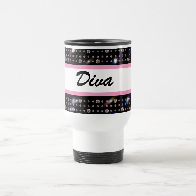 Rosa Bling för blända diamant travel mug Resemugg (Center)