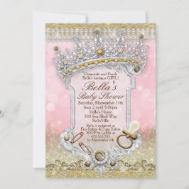 Rosa Bling Glitter Baby Shower-inbjudningar Inbjudningar