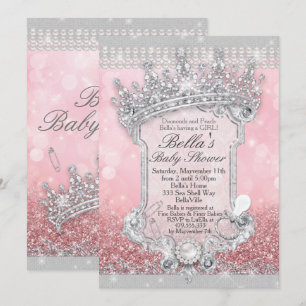 Rosa Bling Glitter Baby Shower-inbjudningar Inbjudningar