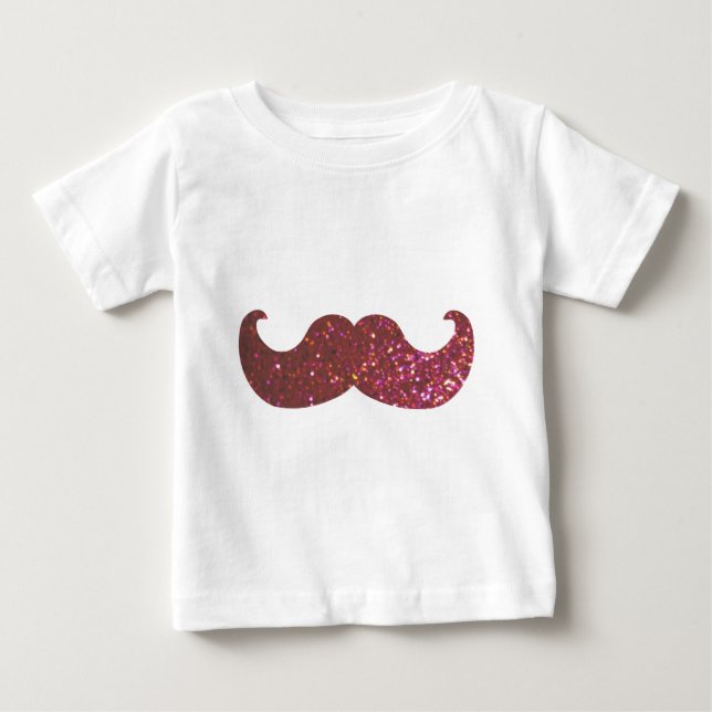 Rosa Bling Mustache (Faux Glitter Graphic) Tee (Framsida)