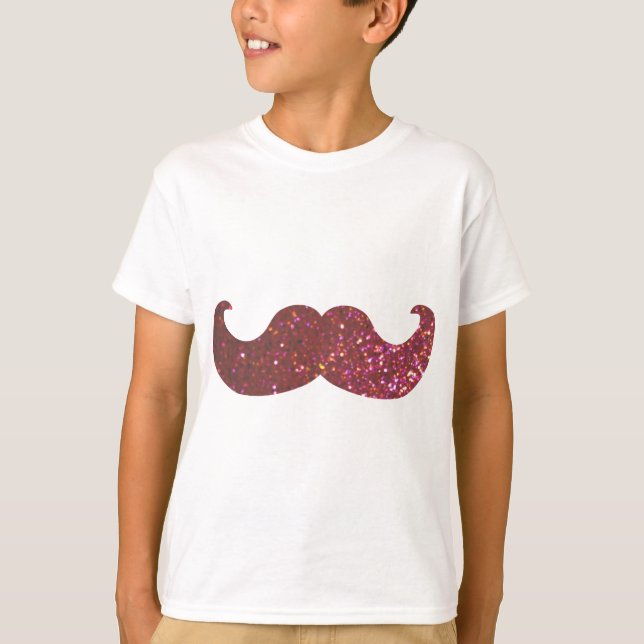 Rosa Bling Mustache (Faux Glitter Graphic) Tröja (Framsida)