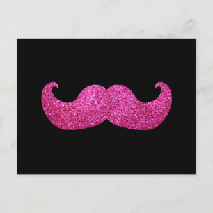 Rosa Bling Mustache (Faux Glitter Graphic) Vykort