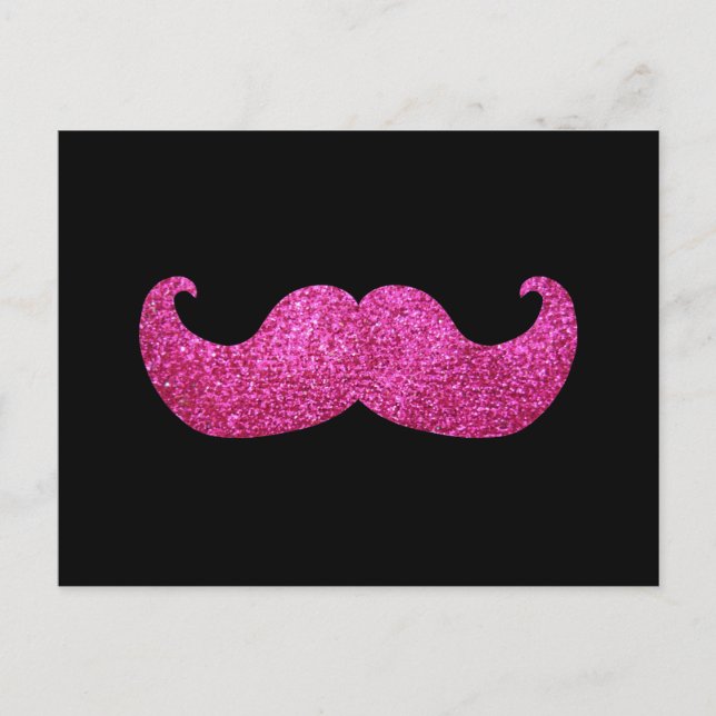 Rosa Bling Mustache (Faux Glitter Graphic) Vykort (Framsida)