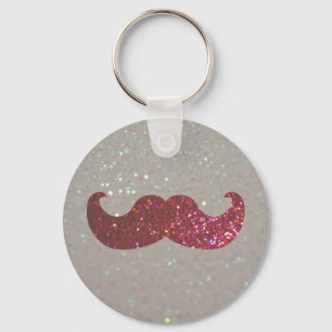 Rosa Bling mustasch (grafiskt Fauxglitter) Nyckelring