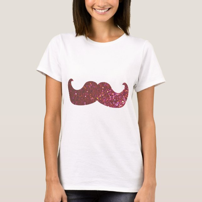 Rosa Bling mustasch (grafiskt Fauxglitter) T Shirt (Framsida)