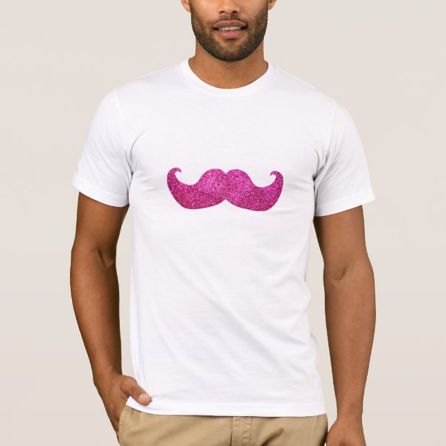 Rosa Bling mustasch (grafiskt Fauxglitter) T Shirt (Framsida)