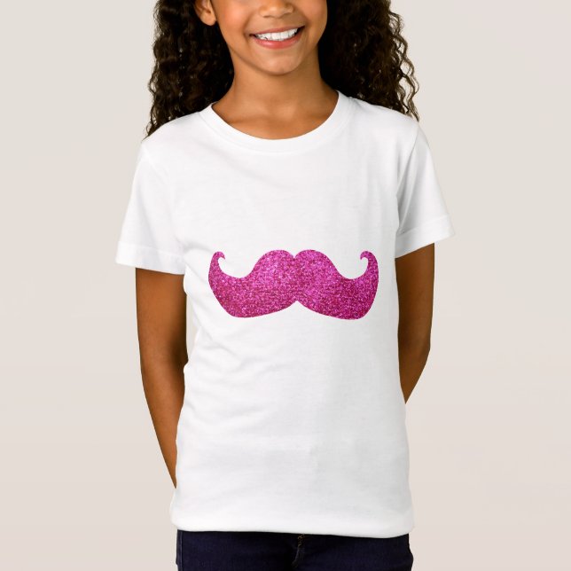 Rosa Bling mustasch (grafiskt Fauxglitter) Tee Shirt (Framsida)