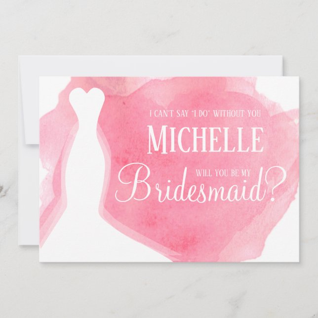 Rosa blir du min Bridesmaid? Gegna vattenfärger Inbjudningar (Framsida)