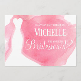 Rosa blir du min Bridesmaid? Gegna vattenfärger Inbjudningar