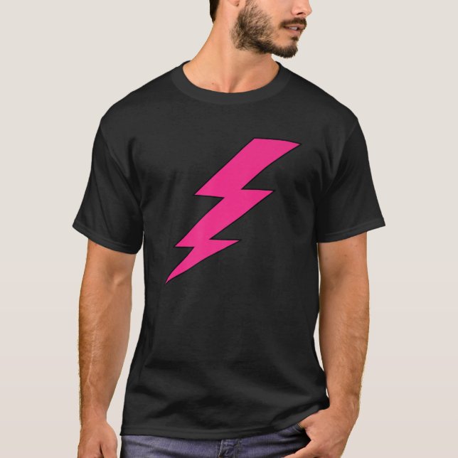 Rosa Blixt Bolt Thunder 80's Decades Theme Cos T Shirt (Framsida)