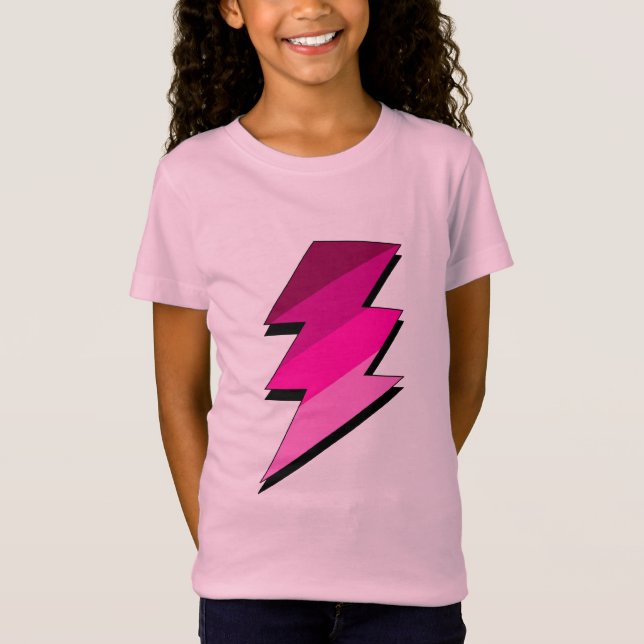 Rosa blixtåska kasta i sig t-shirt (Framsida)