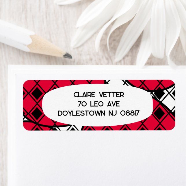 Rosa Blob Harlequin Returadress Etikett (Insitu)