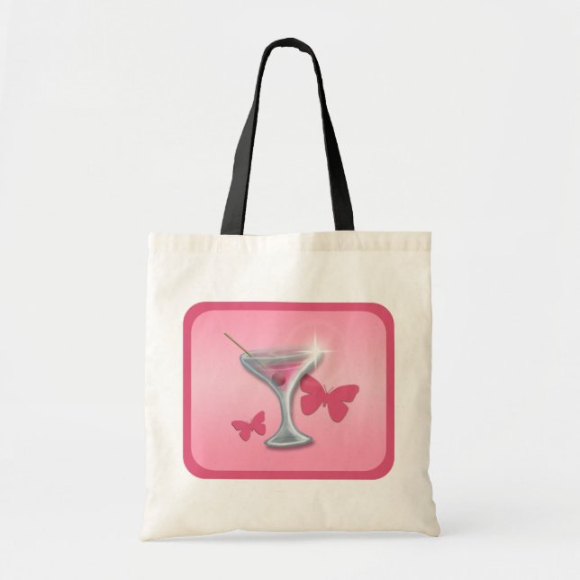 Rosa Block Butterfly Martini tobag Tygkasse (Framsidan)
