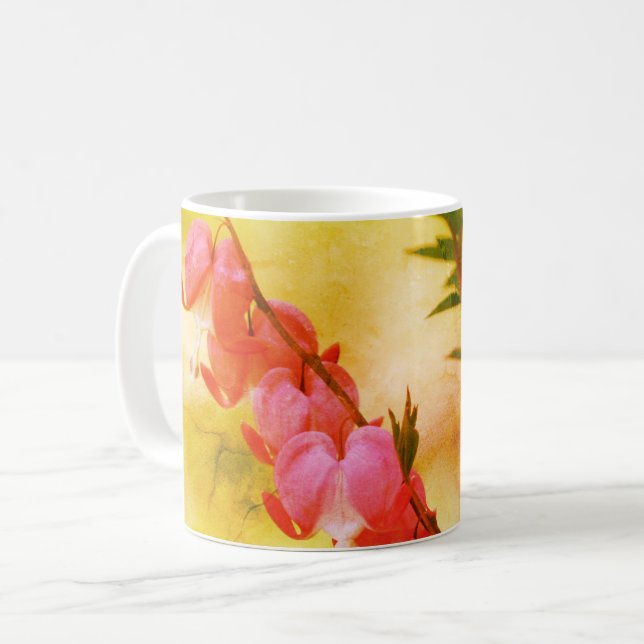 Rosa Blödningshjärtor Personlig FLODRE Abstrakt Kaffemugg (Framsida vänster)