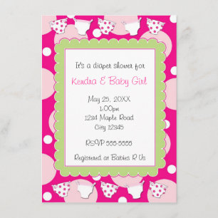 Rosa blöja shower bebjInvitation Inbjudningar