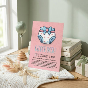 Rosa blöjfester Babyshower Inbjudningar