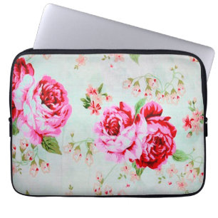 Rosa blom- blom- laptop sleeve för vintagestuga