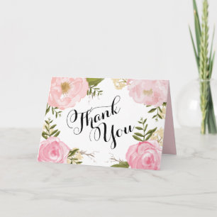 Rosa blom- brölloptack för modern vintage tack kort