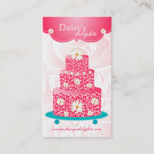 Rosa blom- daisy för bageribröllopstårtakondito visitkort