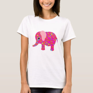 Rosa blom- elefantdräkt t-shirt