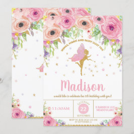 Rosa blom- felikt party för felik inbjudningar