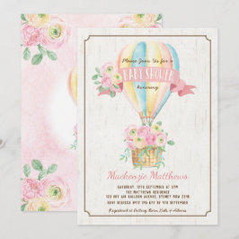 Rosa blom- flickababy shower för chic luftballong inbjudningar