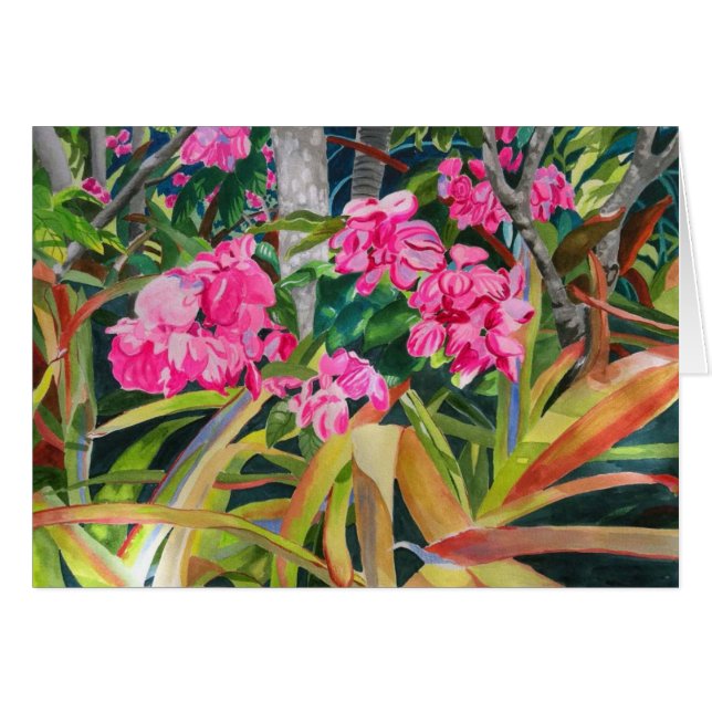 Rosa blom hälsningskort (Framsidan Horizontal)