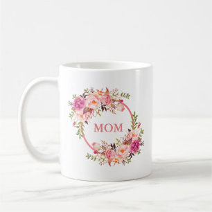 Rosa blom- mamma för vattenfärg kaffemugg