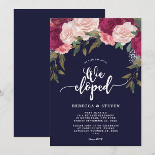 rosa blom- modernt för marin eloped vi inbjudan