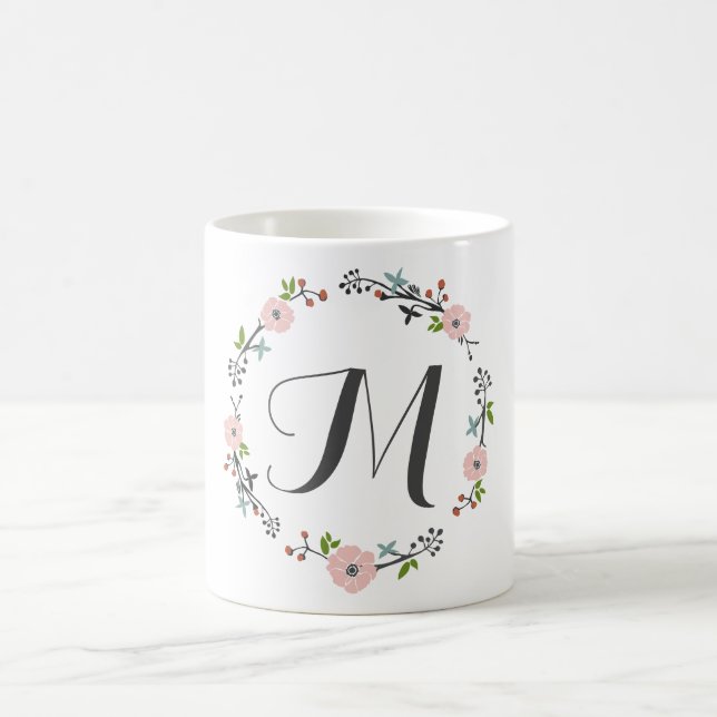 Rosa blom- mugg för Monogram för grenkran | (Center)