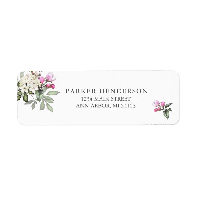 Rosa blom- och grönsaksetikett för returadress etikett (Framsidan)